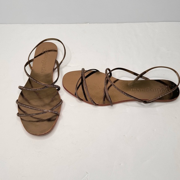 PEDRO GARGIA Esme Skinny Crystal Criss-Cross Sandal Strappy Brown Bronze - Picture 11 of 16